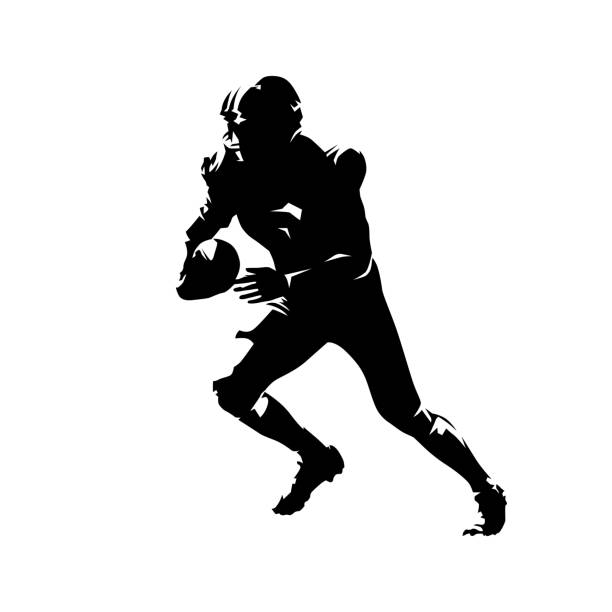 American football player running with ball, abstract ink drawing illustration. Isolated vector silhouette American football player running with ball, abstract ink drawing illustration. Isolated vector silhouette Touchdown stock illustrations