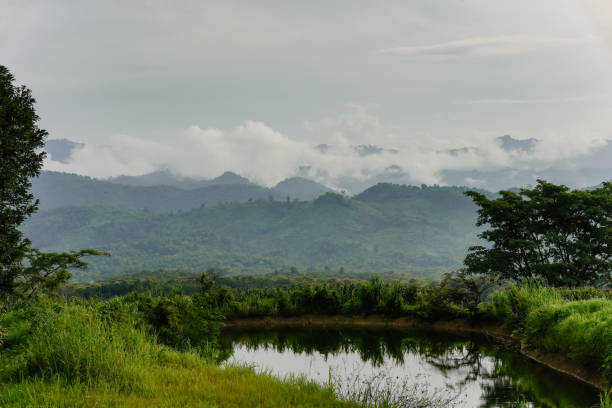 istock Reservoir on the hill with beautiful mountain views. 1395496590