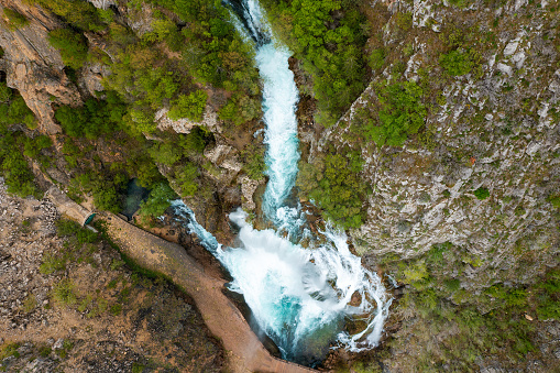 Aerial view of Krcic waterfall in Knin, Croatia