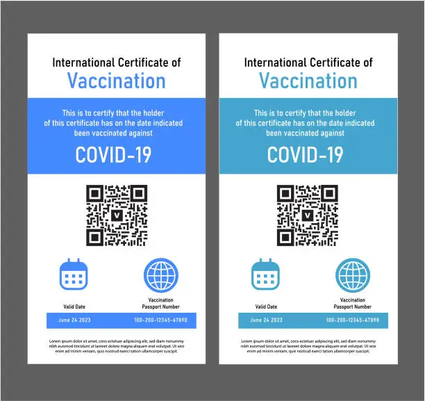 Vector illustration of Vector of Health passport of vaccination mobile page
