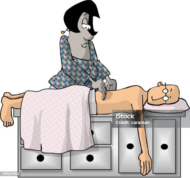 Masseurin Stock Vektor Art und mehr Bilder von Humor - Humor, Masseur, Massieren