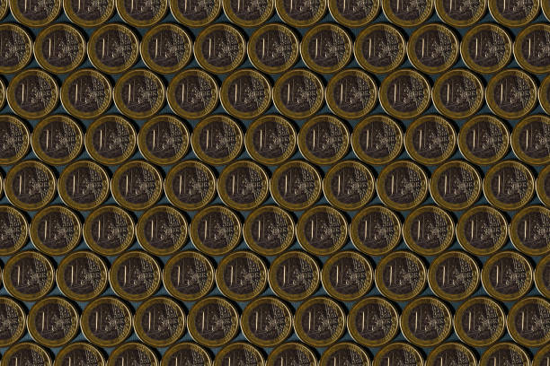 istock Coins one euro, texture from coins on a gray background 1395499761
