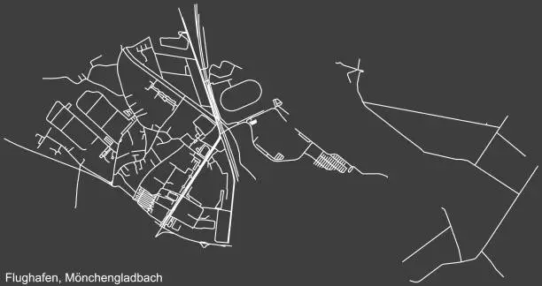 Vector illustration of Street roads map of the FLUGHAFEN DISTRICT, MÖNCHENGLADBACH