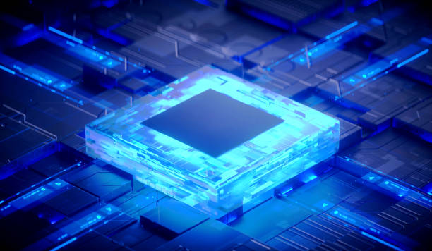 istock 3D rendering of cyberpunk AI. Circuit board. Technology background. Central Computer Processors CPU and GPU concept. Motherboard digital chip. Tech science background. 1395507897