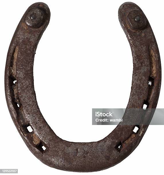 Antique Horseshoe Outside Stock Photo - Download Image Now - Cut Out, Horseshoe, Copy Space