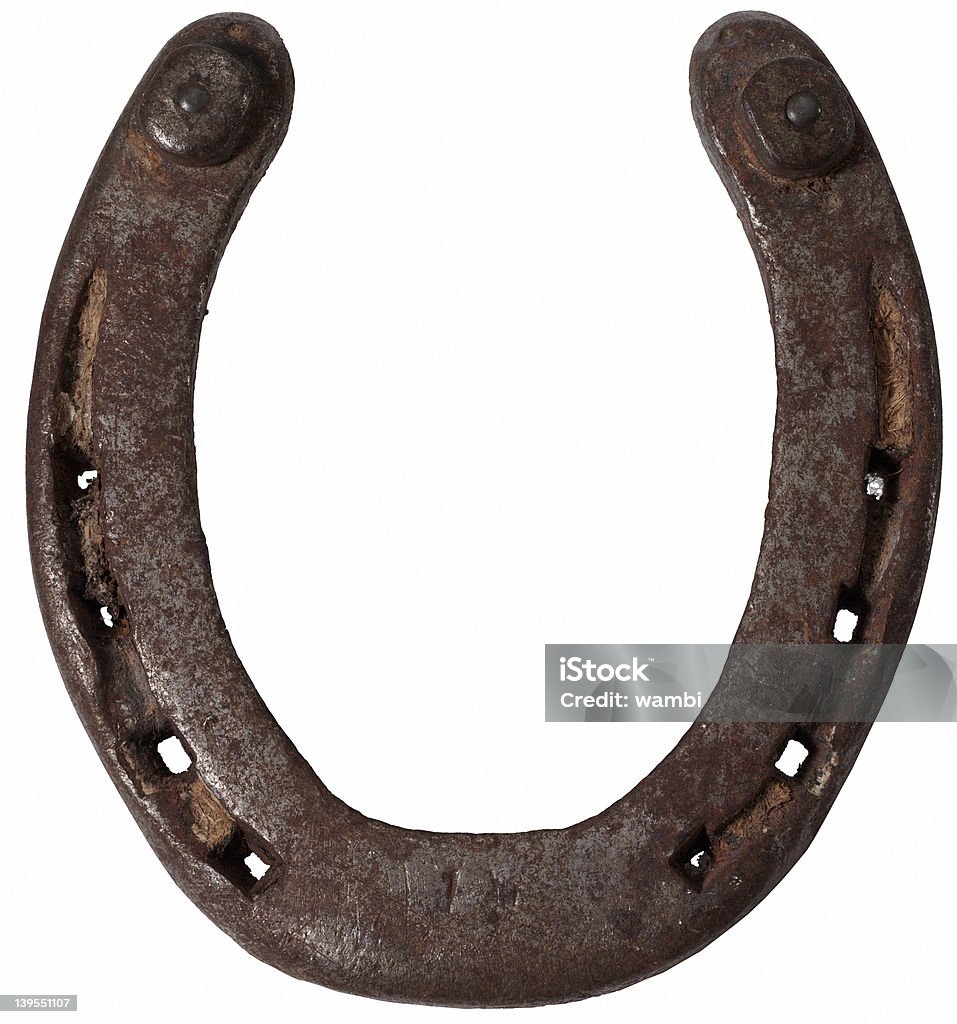 Antigo horseshoe do lado de fora - Foto de stock de Ferradura royalty-free