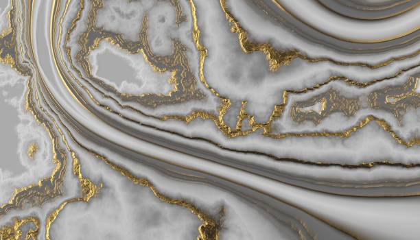 istock 3d render, abstract grey white marble background with golden veins, artificial stone texture, modern wallpaper 1395511934