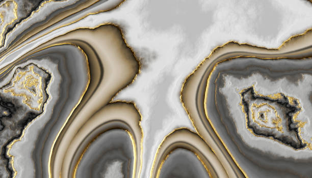 istock 3d render, abstract grey white marble background with golden veins, artificial stone texture, modern wallpaper 1395511961