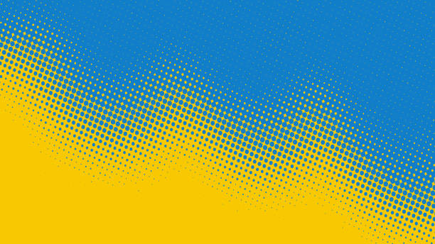 illustrations, cliparts, dessins animés et icônes de fond pop art de super-héros aux couleurs jaune et bleue dans un style de bande dessinée rétro, fond de texture pointillé amusant pour affiche ou pancarte, illustration vectorielle eps10 - colored background