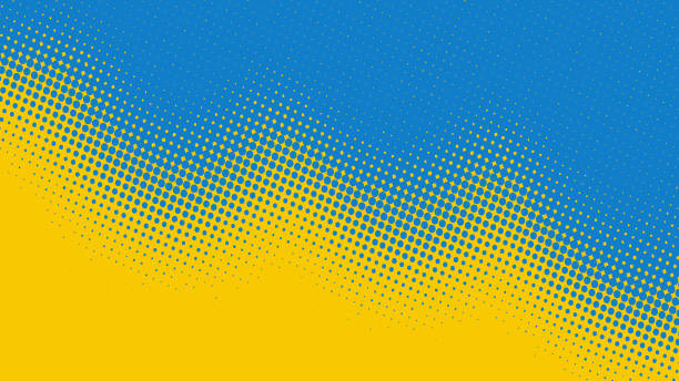 супергеройский поп-арт фон в желтых  и синих тонах в стиле ретро комиксов, забавный точечный текстурный фон для плаката или плаката, векторн� - синий stock illustrations