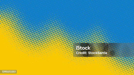istock Superhero pop art background in yellow and blue colors in retro comic book style, fun dotted texture background for poster or placard, vector illustration eps10 1395513351