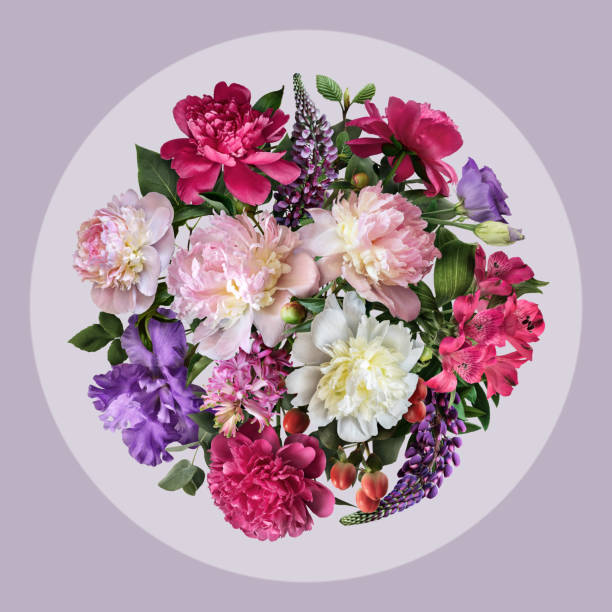 istock Floral collage isolated on light purple background. Digital art. 1395514923