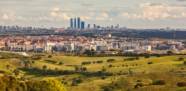 Madrid capital cityscape panoramic view. Madrid skyline. Spain. Europe