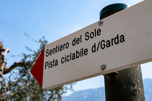 Sentiero del Sole bicycle and hiking path at Lake Garda, Limone