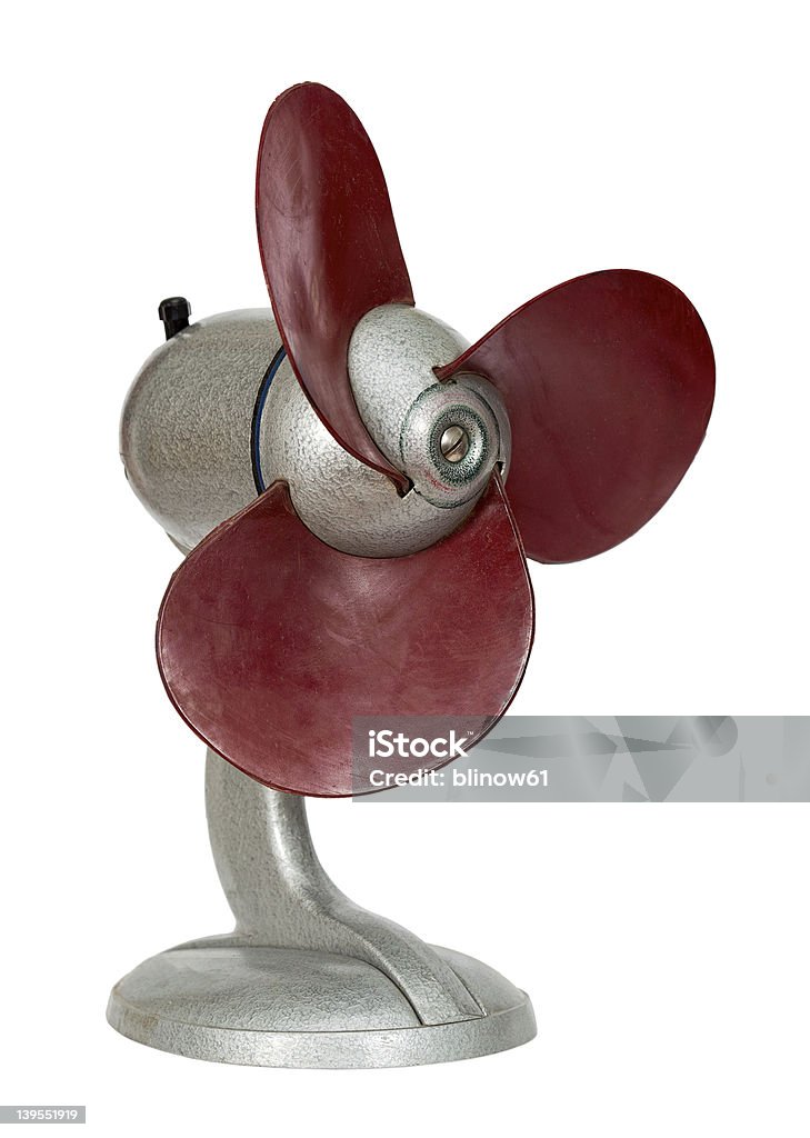 Vintage electric fan Vintage electric fan isolated on white background Appliance Stock Photo