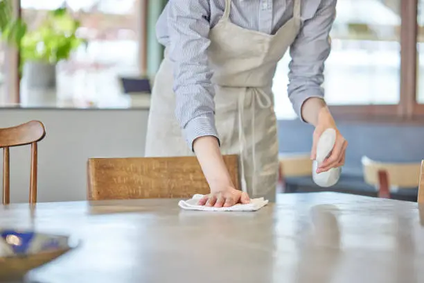 Photo of Young Japanese woman cleaning