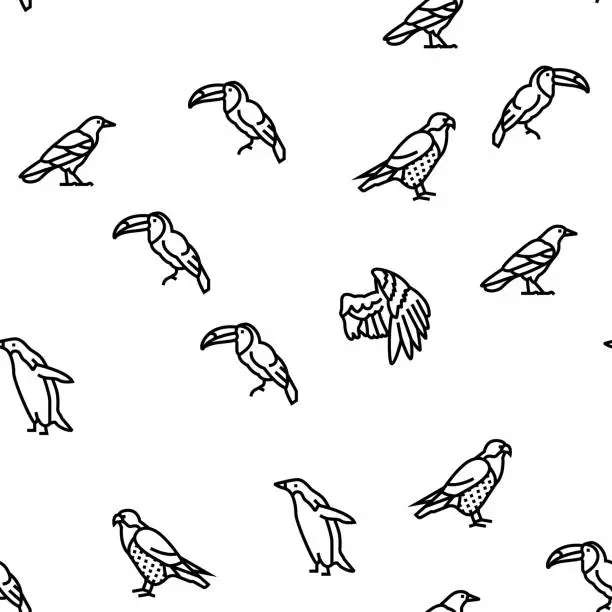 Vector illustration of Bird Flying Animal With Feather Vector Seamless Pattern