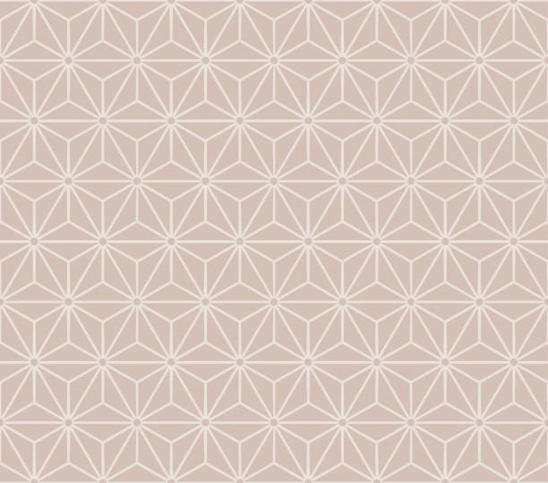 Bекторная иллюстрация Бежевый геометрический узор асаноха. Декоративные листья японской конопли фоновые.