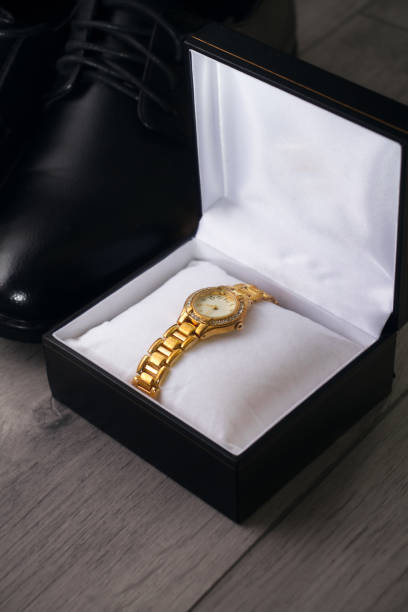 istock Gold women's watch. Preparing for the wedding 1395531526