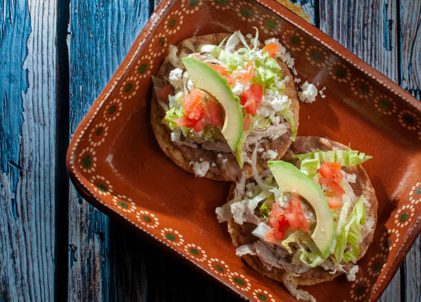 Mexican Food, Chicken, pork or beef Tostadas