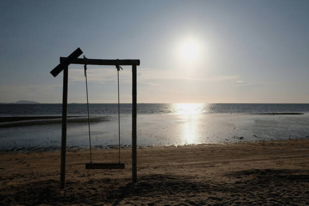 istock wooden swing on the beach 1395536116