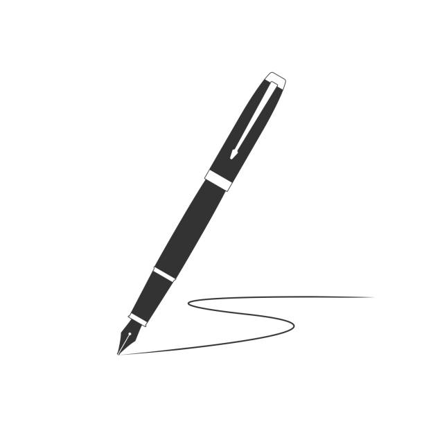 ilustrações de stock, clip art, desenhos animados e ícones de writer - signature isolated fountain pen