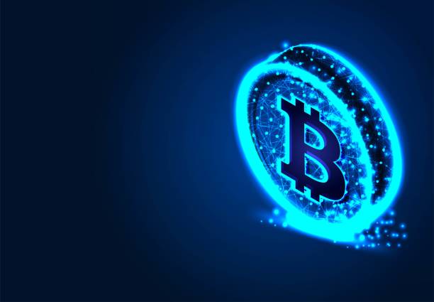 istock crypto currencies with bitcoin coin, Business finance, Abstract Low poly Designs, from line and dot wireframe, Vector Illustration 1395545567