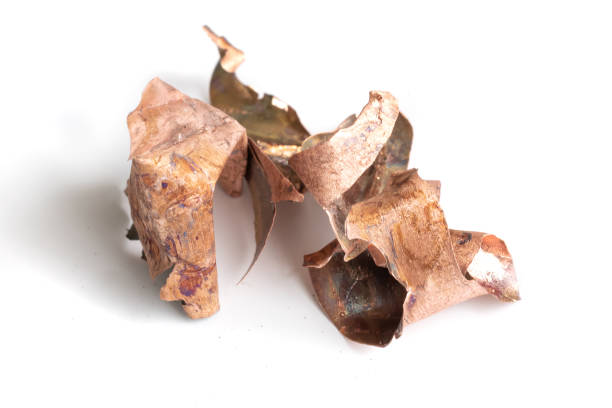 copper shavings on a white isolated background