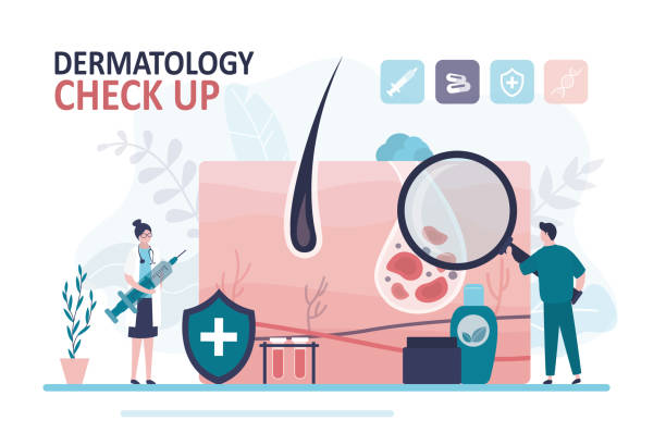 istock Doctor with magnifying glass examines problem area of patient's skin. Medical team doing dermatological check 1395546351