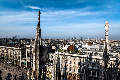 Beautiful View Of Vittorio Emanuele II And Street Near It From Duomo In Milan, Italy