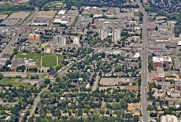 aerial view of Kitchener-Waterloo Ontario,  Columbia Street in Waterloo area