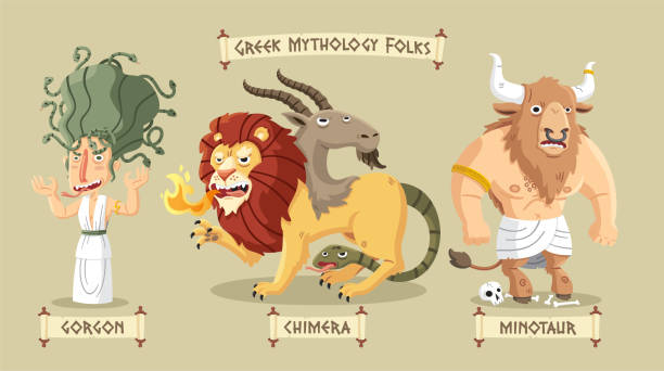 illustrazioni stock, clip art, cartoni animati e icone di tendenza di mitologia greca folks - medusa greek mythology mythology gorgon