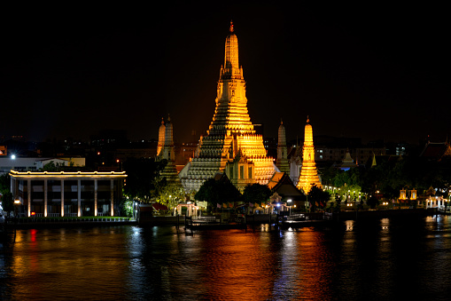 01-05-2022, Bangkok, Thailand: Wat Arun Temple at twilight in Bangkok Thailand.