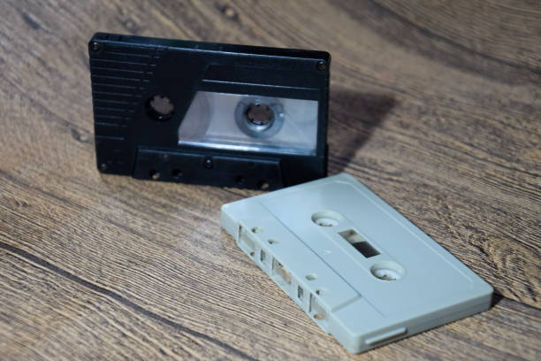 istock Audio cassette. Retro music medium, compact cassette tape recorder. 1395555339