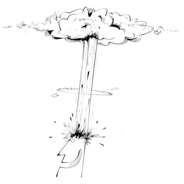 Vector illustration of Big Cloud & Man