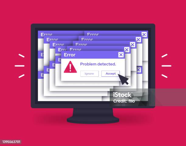 Error Message Operating System Problem Computer Screen Stock ...