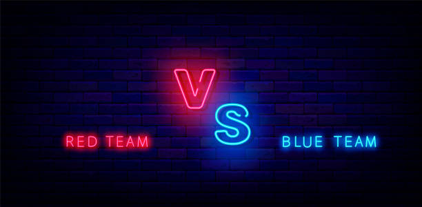 istock Versus neon signboard. Space for team names. Boxing and match betting. Game confrontation design. Vector illustration 1395564784
