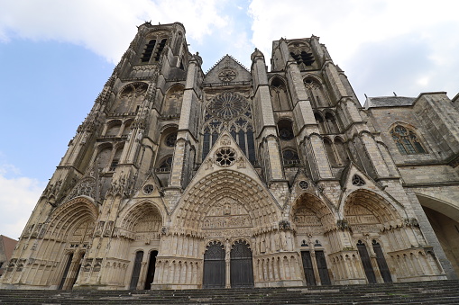 Saint Etienne Cathedral, seen from the outside, city of Bourges, department of Cher, France