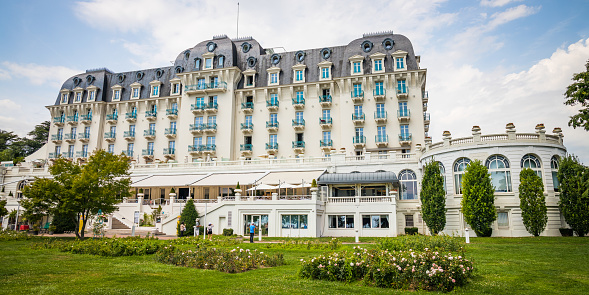 Montreux cityscape: lake Geneva and Alps