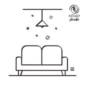 istock Playful Line Illustration for Cozy Living Room 1395570616