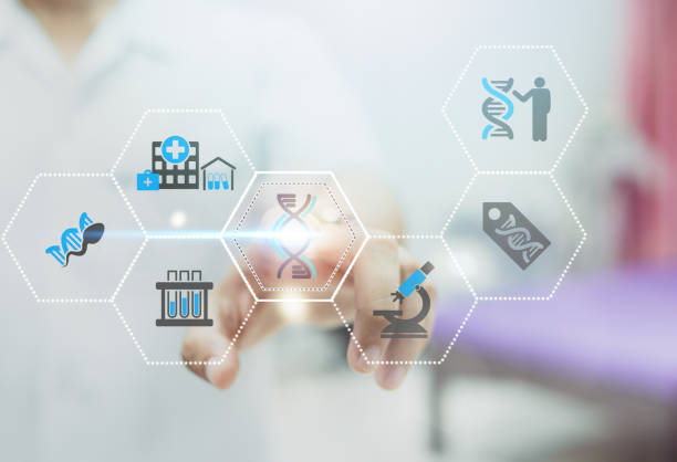 istock Doctor holding DNA icon and geneticengeneering icons on virtual screen interface. 1395571740