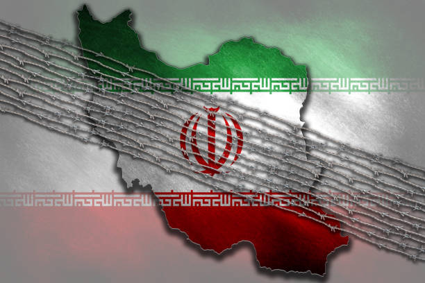 istock Barbed wire on the outline of Iran 1395572850