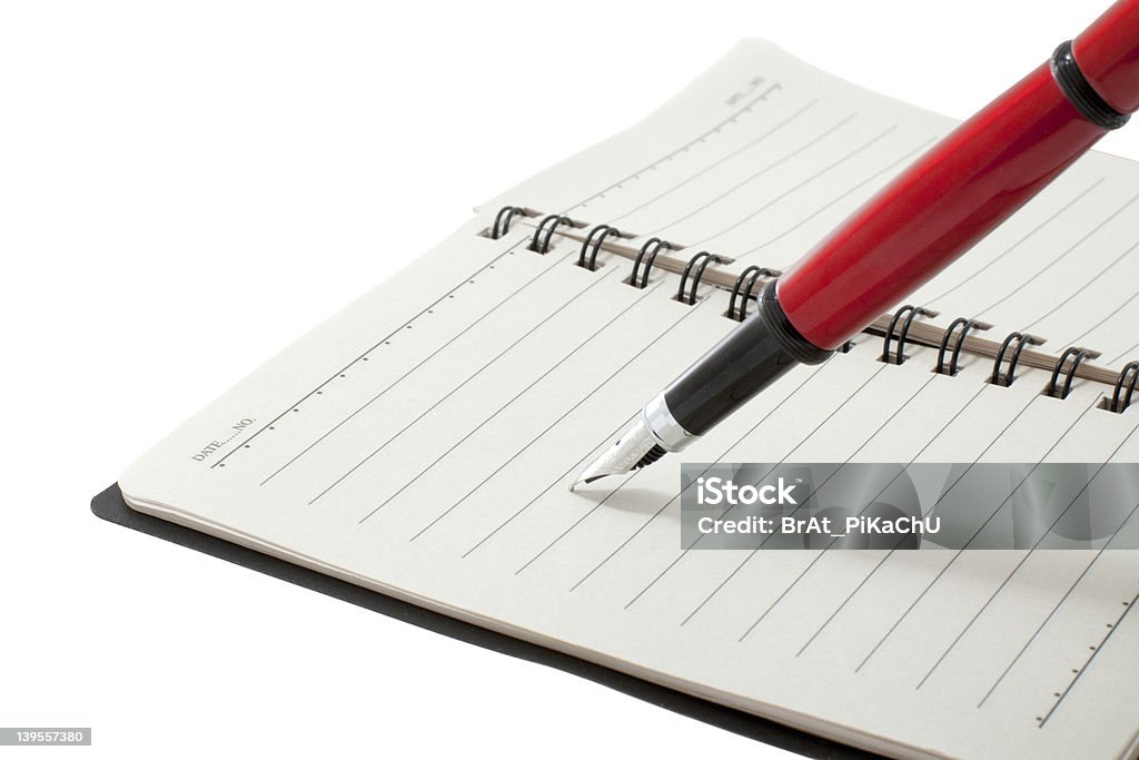 Bloc-notes et stylo encre rouge - Photo de Abstrait libre de droits