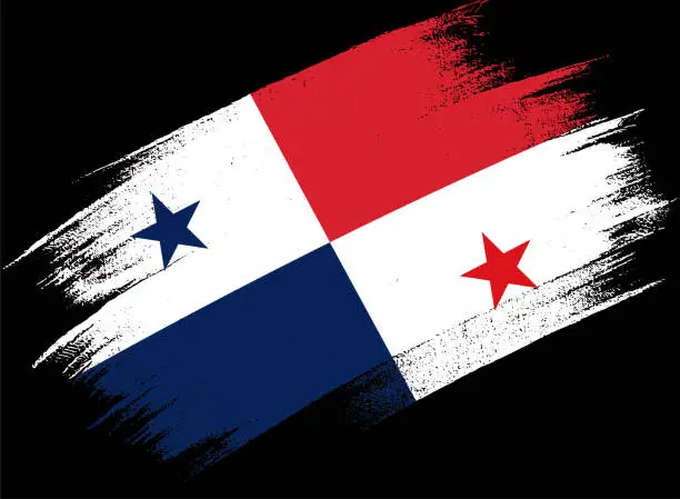 Vector illustration of Panama flag with brush paint textured isolated  on transparent background.Symbol of  Panama. vector illustration