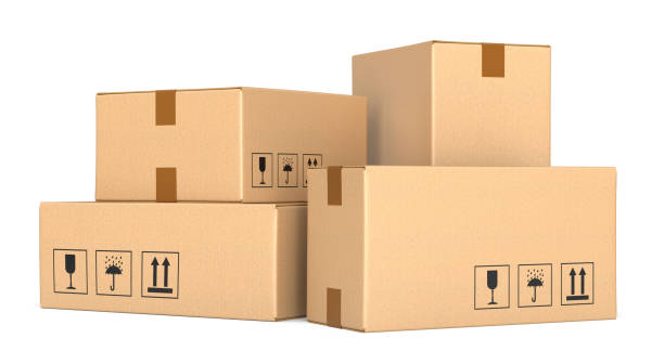 istock Group of cardboard boxes on white background 1395574023