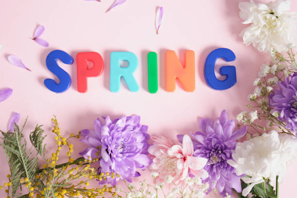 istock inscription spring in flowers on a pink background 1395576441
