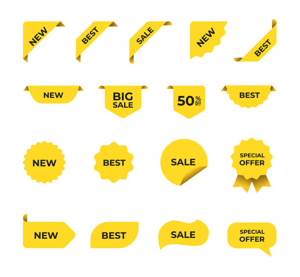 ilustrações, clipart, desenhos animados e ícones de crachás de produtos de etiqueta de preço de venda - star shape