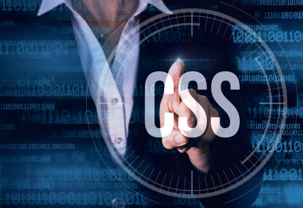 istock Business Woman with finger pressing CSS button on virtual screens. 1395582408