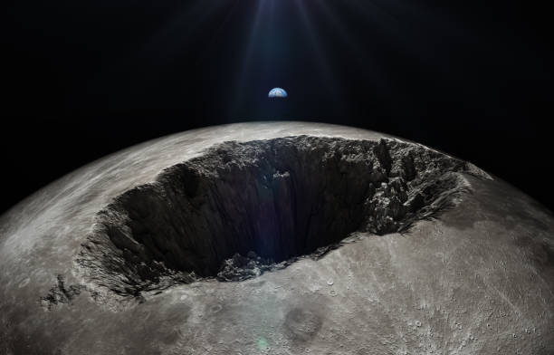 Impact of  very large meteorite on the moon stock photo