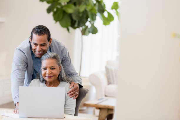 Husband and wife have a video call